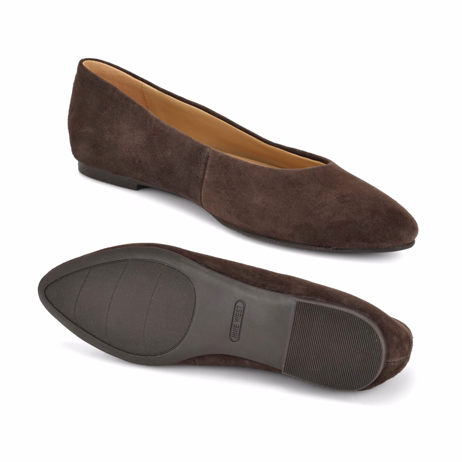Valore Ballerinas – Dunkelbraunes Wildleder