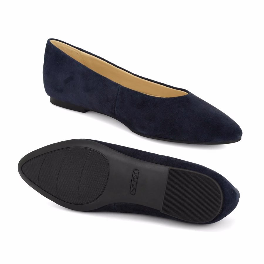 Valore Ballerinas – Marineblaues Wildleder