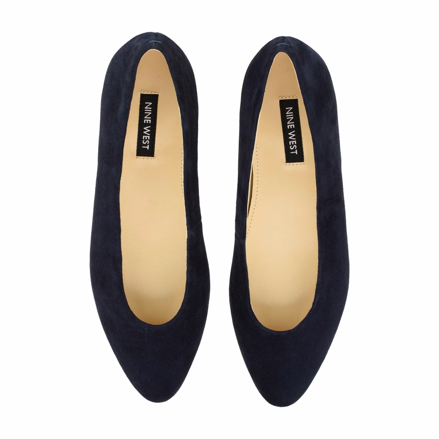 Valore Ballerinas – Marineblaues Wildleder