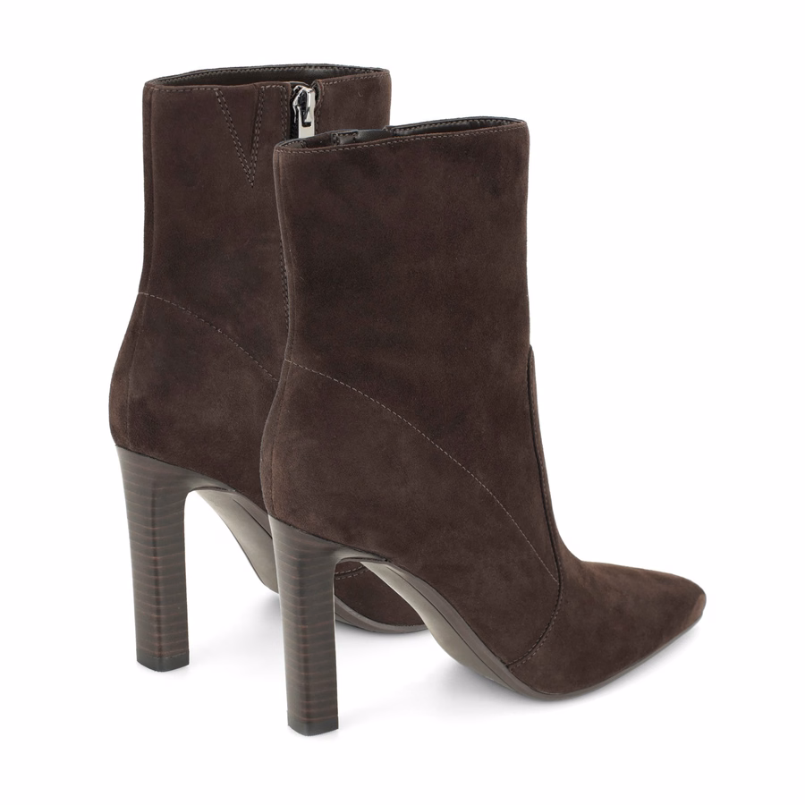Halla Leder-Ankle-Booties – Dunkelbraunes Wildleder