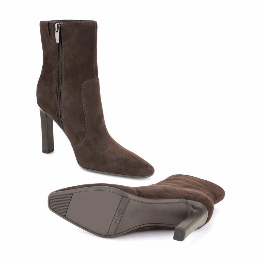 Halla Leder-Ankle-Booties – Dunkelbraunes Wildleder