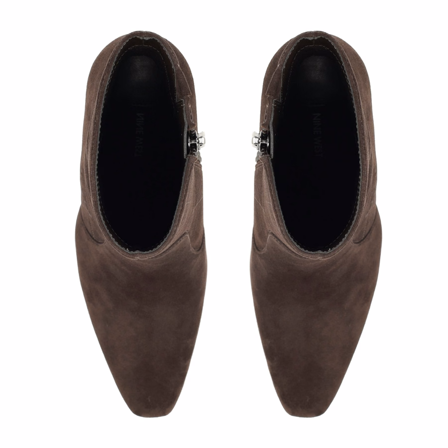 Halla Leder-Ankle-Booties – Dunkelbraunes Wildleder