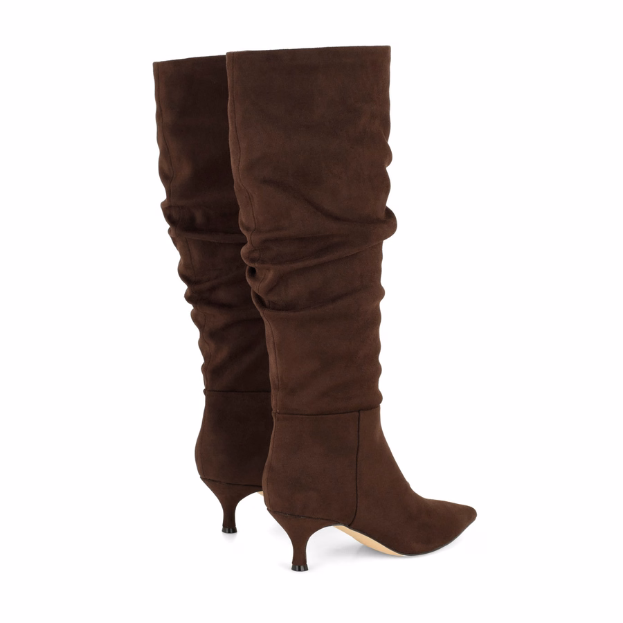 Sawyor Kitten Heel Slouch Boots - Dunkelbraun