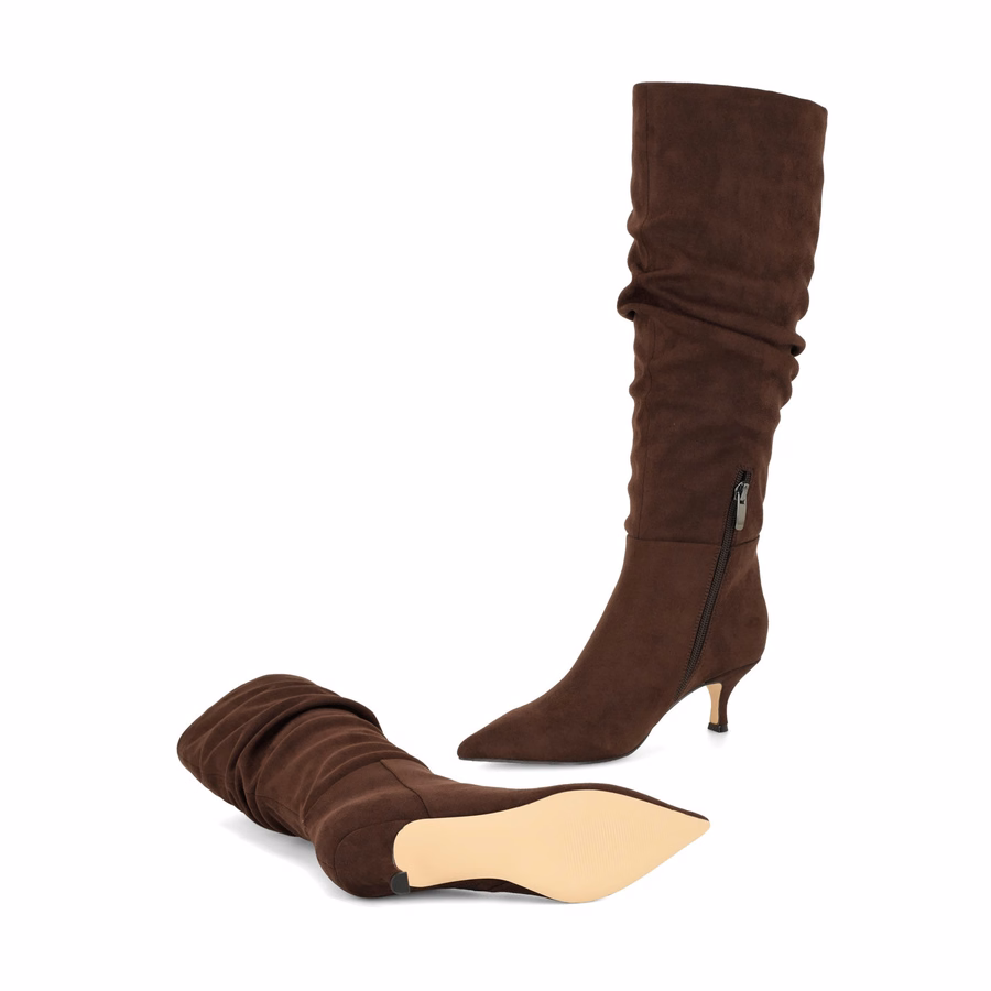 Sawyor Kitten Heel Slouch Boots - Dunkelbraun