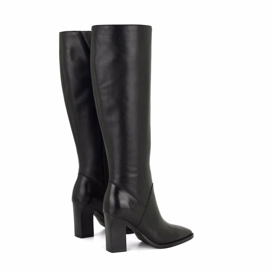 Zetta Leder-Kniestiefel – Schwarzes Leder