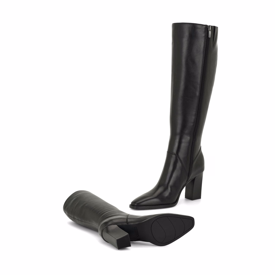 Zetta Leder-Kniestiefel – Schwarzes Leder
