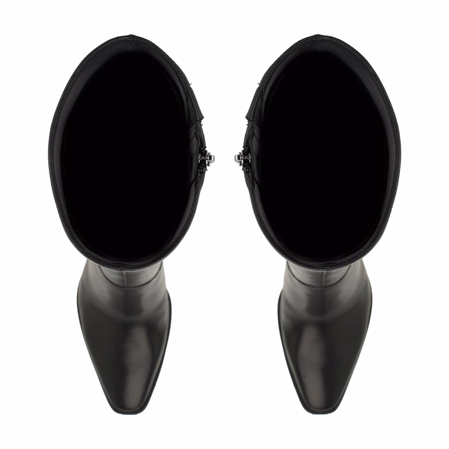 Zetta Leder-Kniestiefel – Schwarzes Leder