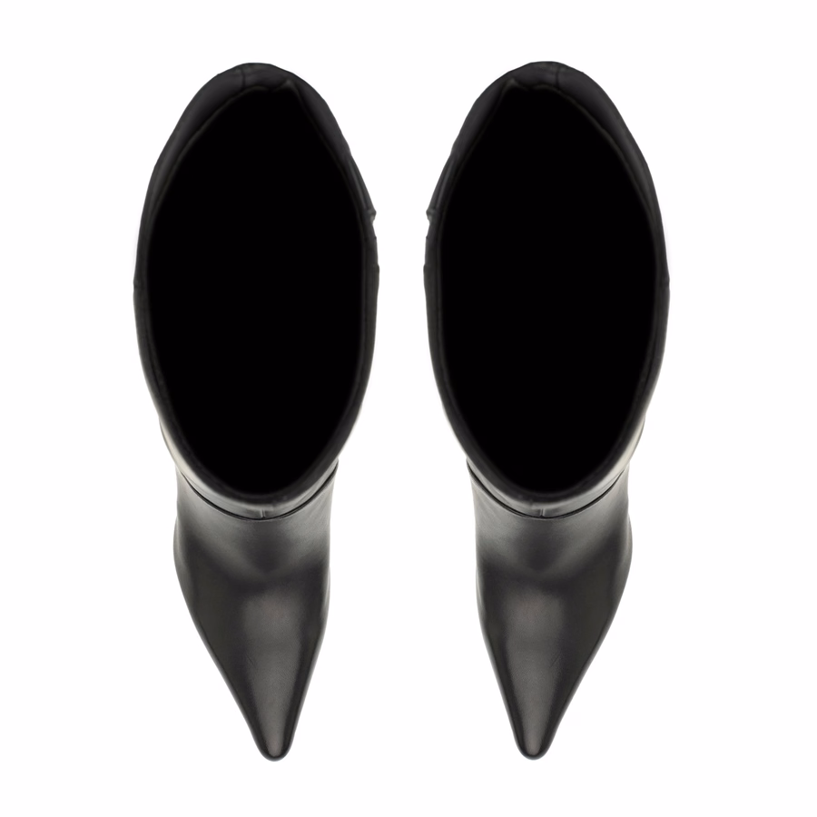 Korin Weite Wadenhohe Lederstiefel - Schwarzes Leder