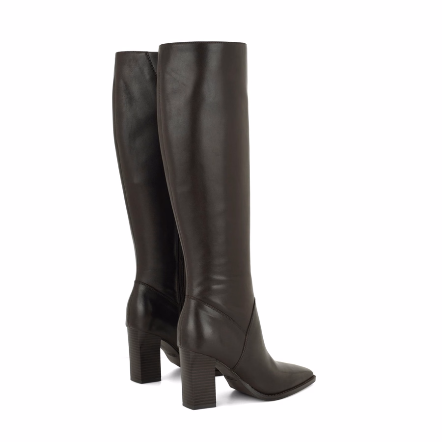 Zetta Leder-Kniestiefel – Dunkelbraunes Leder
