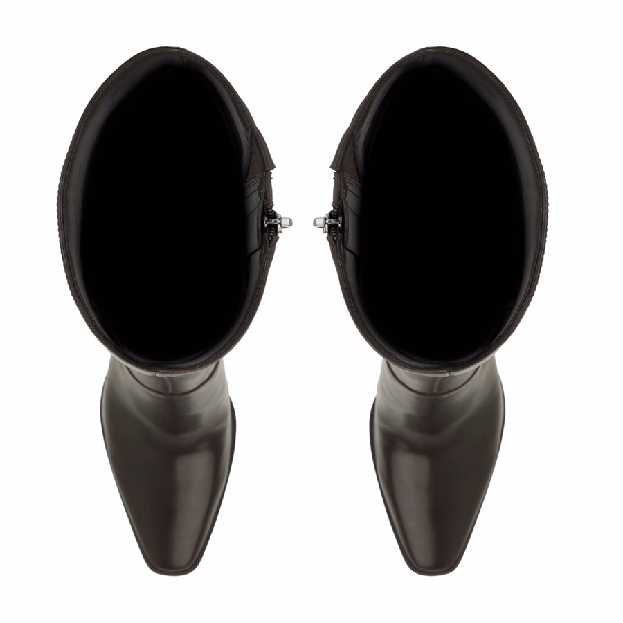 Zetta Leder-Kniestiefel – Dunkelbraunes Leder