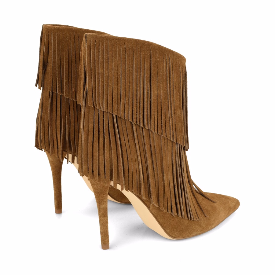 Carbona Leder-Fransen-Stiefeletten – Naturveloursleder