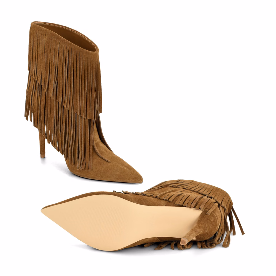 Carbona Leder-Fransen-Stiefeletten – Naturveloursleder