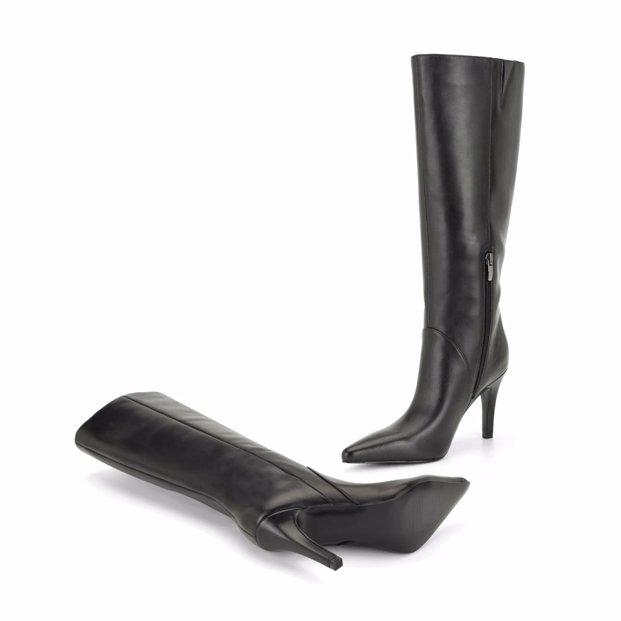 Korin Kniehohe Lederstiefel - Schwarzes Leder