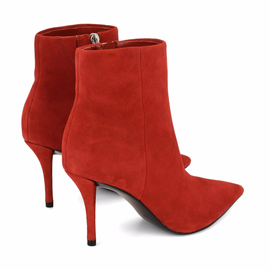 Myrah Leder-Ankle-Boots - Rotes Wildleder