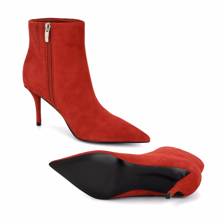 Myrah Leder-Ankle-Boots - Rotes Wildleder