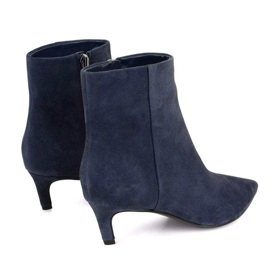 Brite Stiefeletten Aus Leder Mit Kitten-Heel - Marineblaues Wildleder