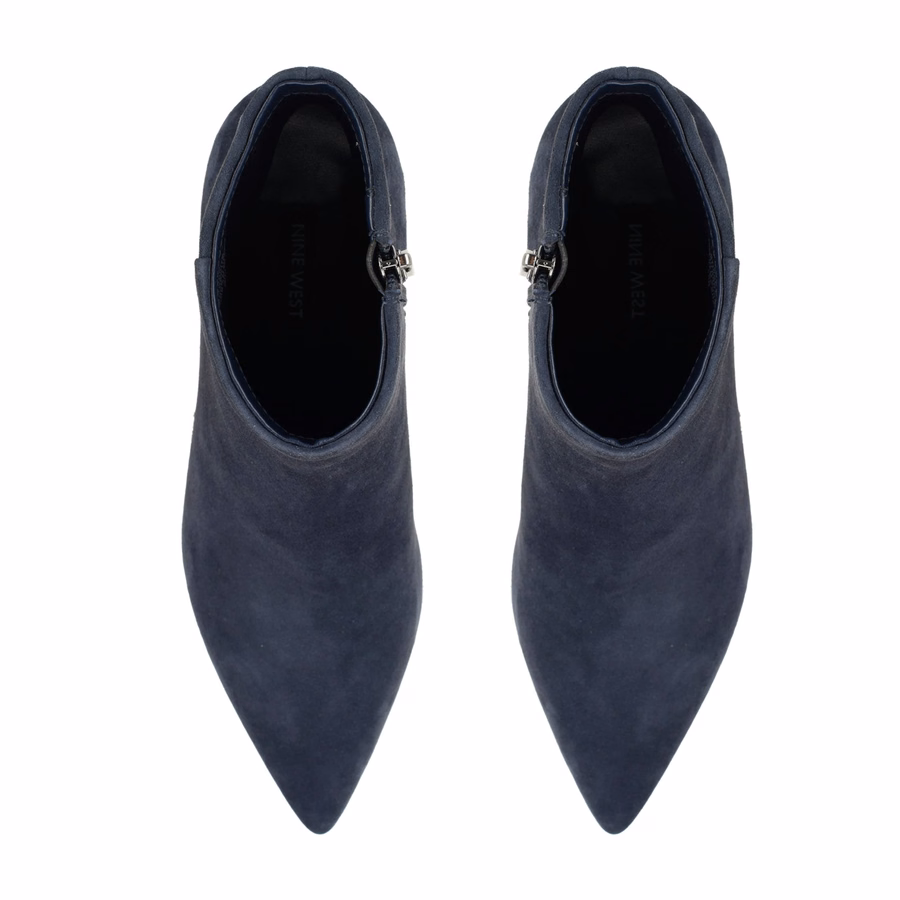 Brite Stiefeletten Aus Leder Mit Kitten-Heel - Marineblaues Wildleder