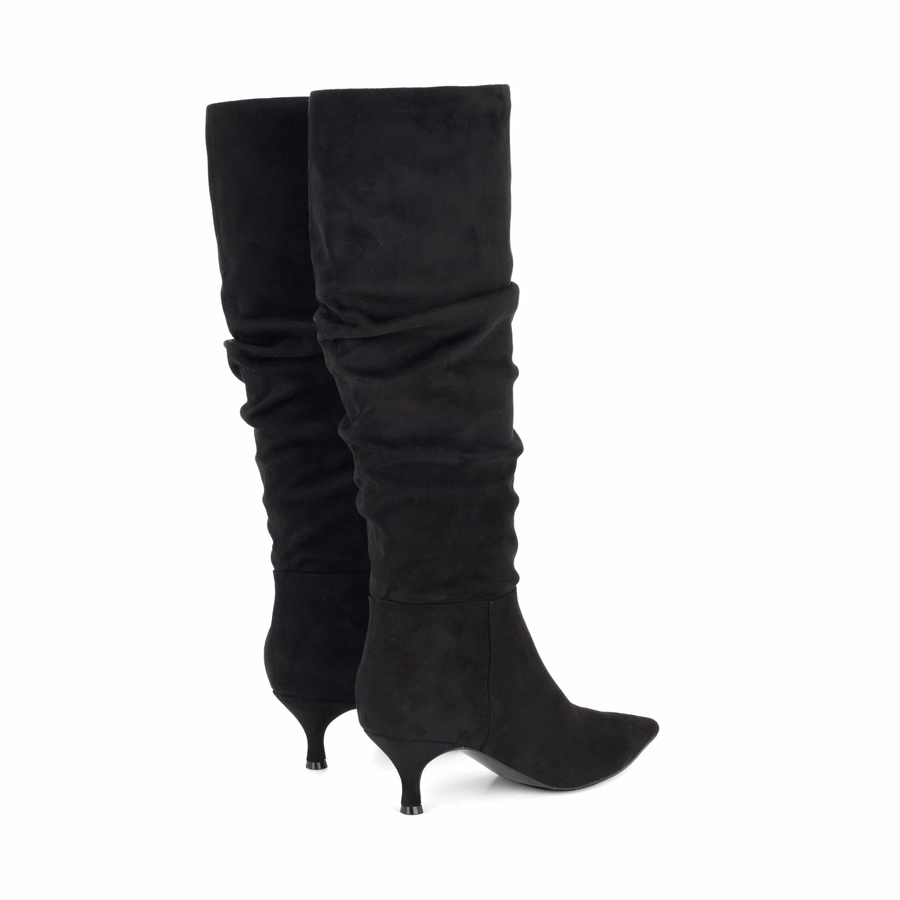 Sawyor Kitten Heel Slouch Boots - Schwarz