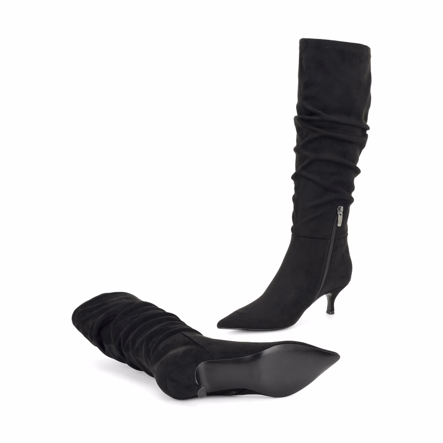 Sawyor Kitten Heel Slouch Boots - Schwarz