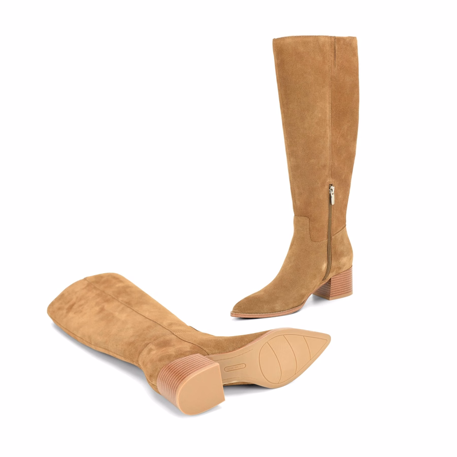 Bridgit Stiefel Aus Weitem Kalbsleder - Naturveloursleder