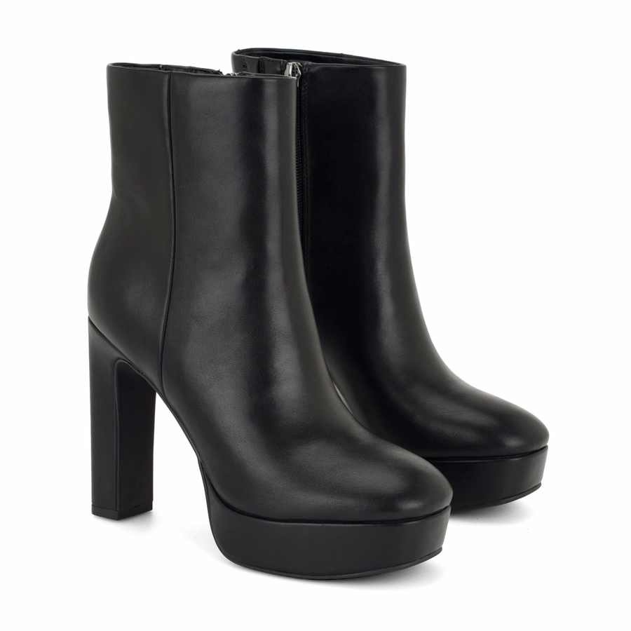 Danella Plateau-Stiefeletten – Schwarz, Glatt