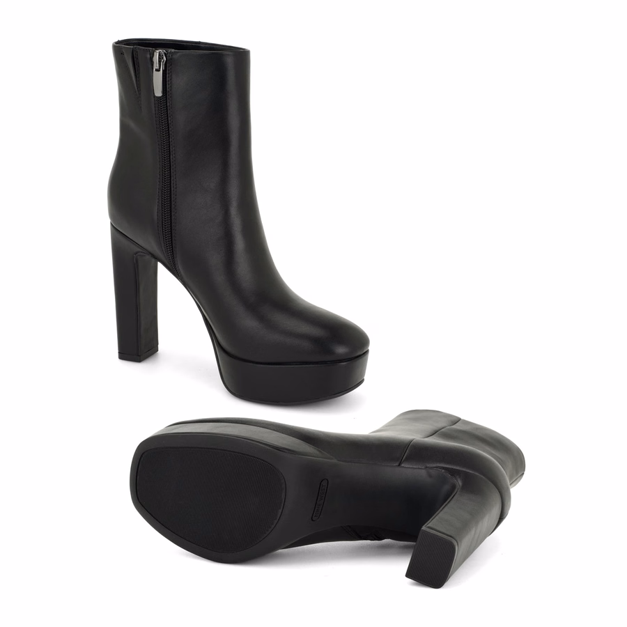 Danella Plateau-Stiefeletten – Schwarz, Glatt
