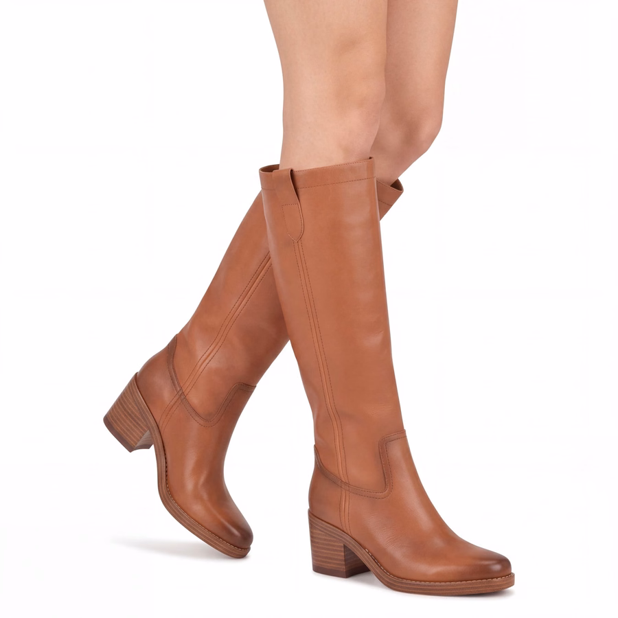Hecee Blockabsatz-Stiefeletten Aus Tailliertem Leder – Schokoladenbraunes Wildleder