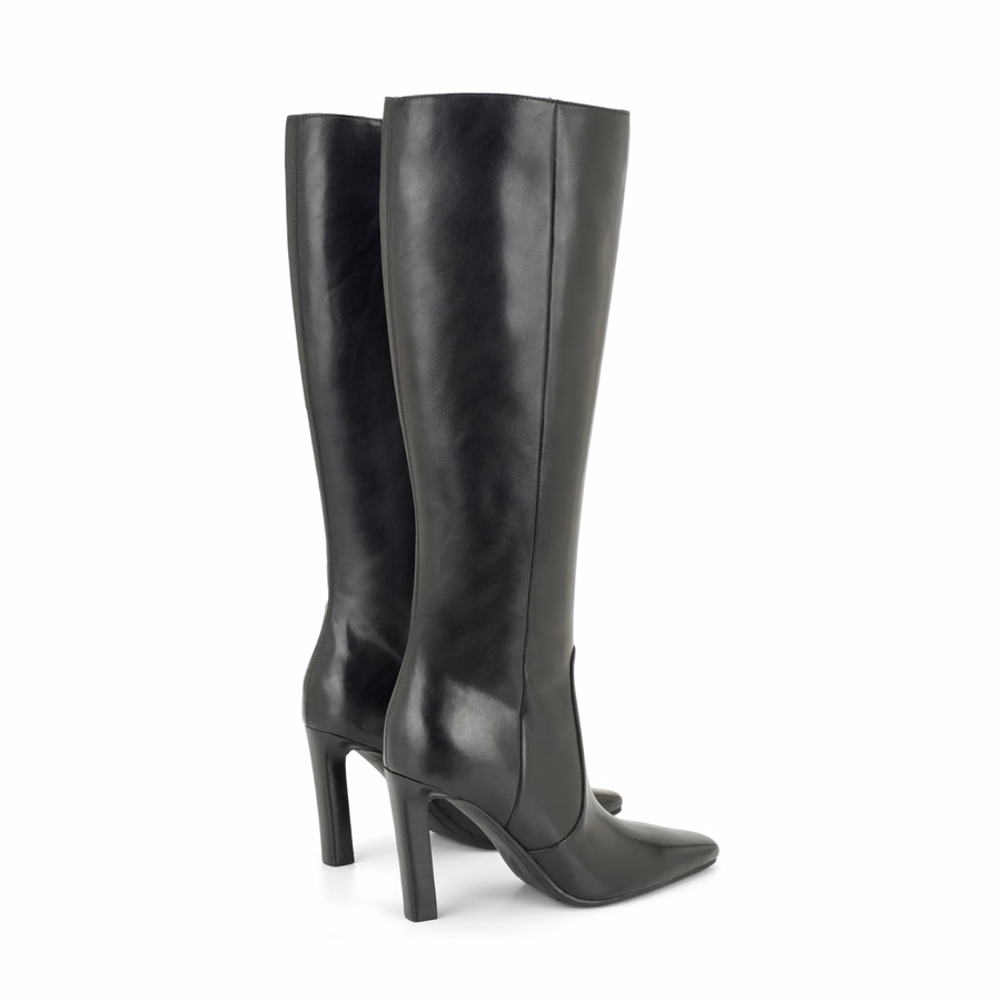 Hover Kniehohe Lederstiefel – Schwarzes Leder