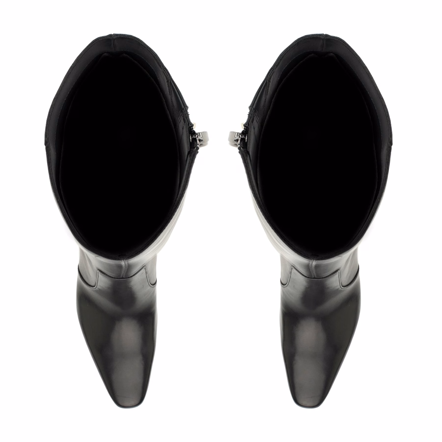 Hover Kniehohe Lederstiefel – Schwarzes Leder