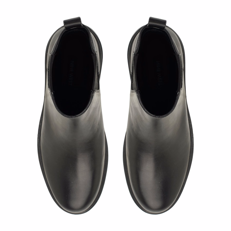Loresa Lederstiefeletten Mit Profilsohle – Schwarzes Leder