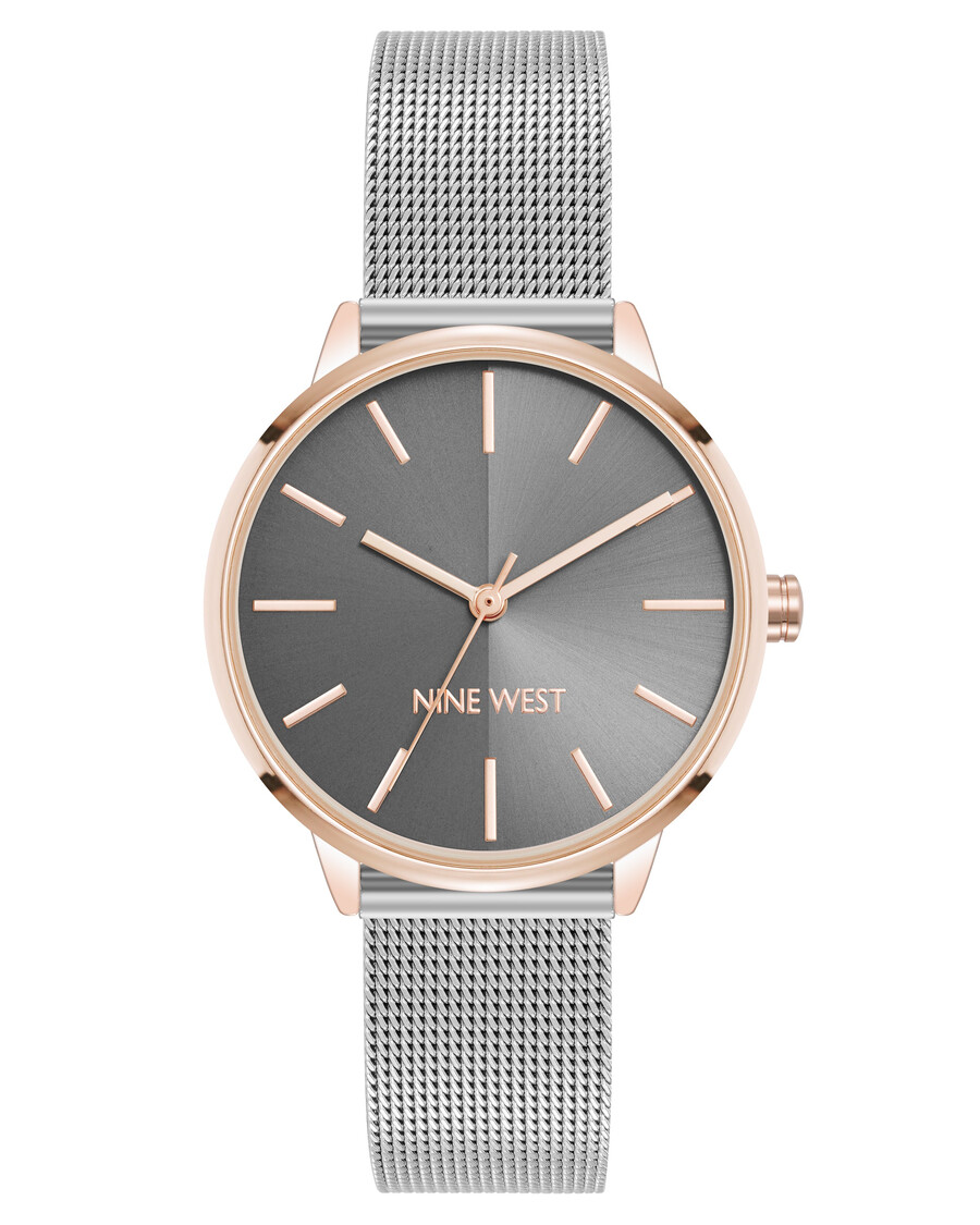 uhr mit rundem gehäuse und mesh-armband