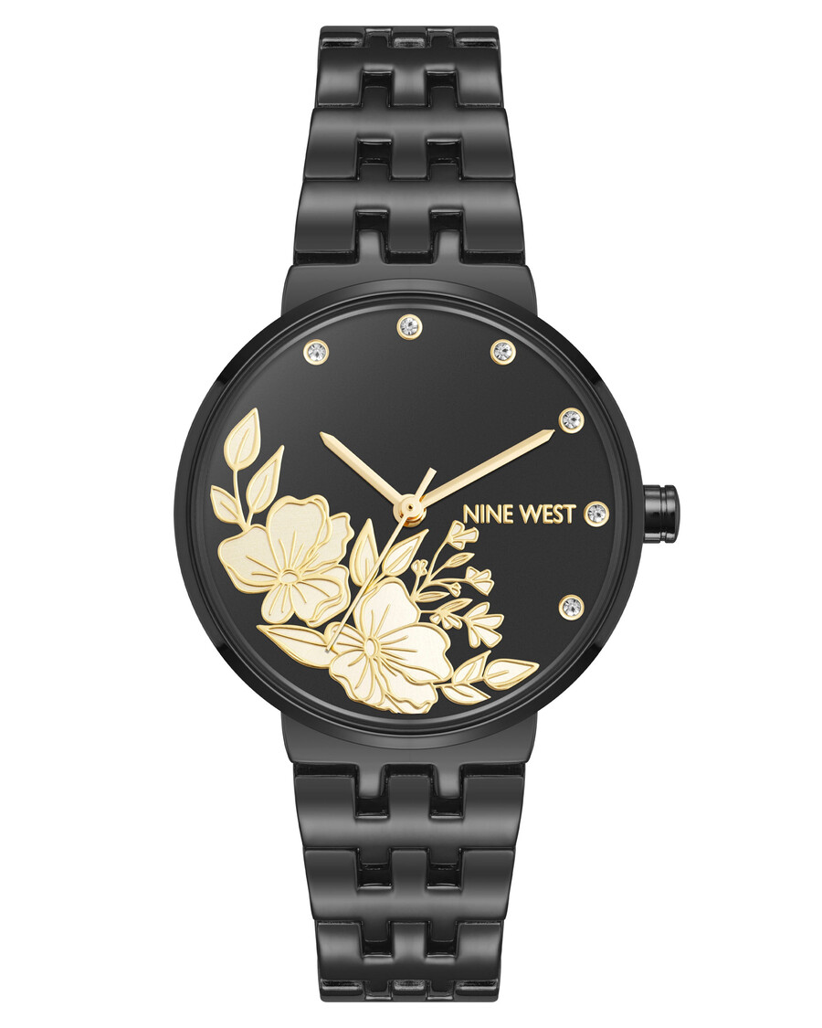 elegante armbanduhr mit floralem zifferblatt