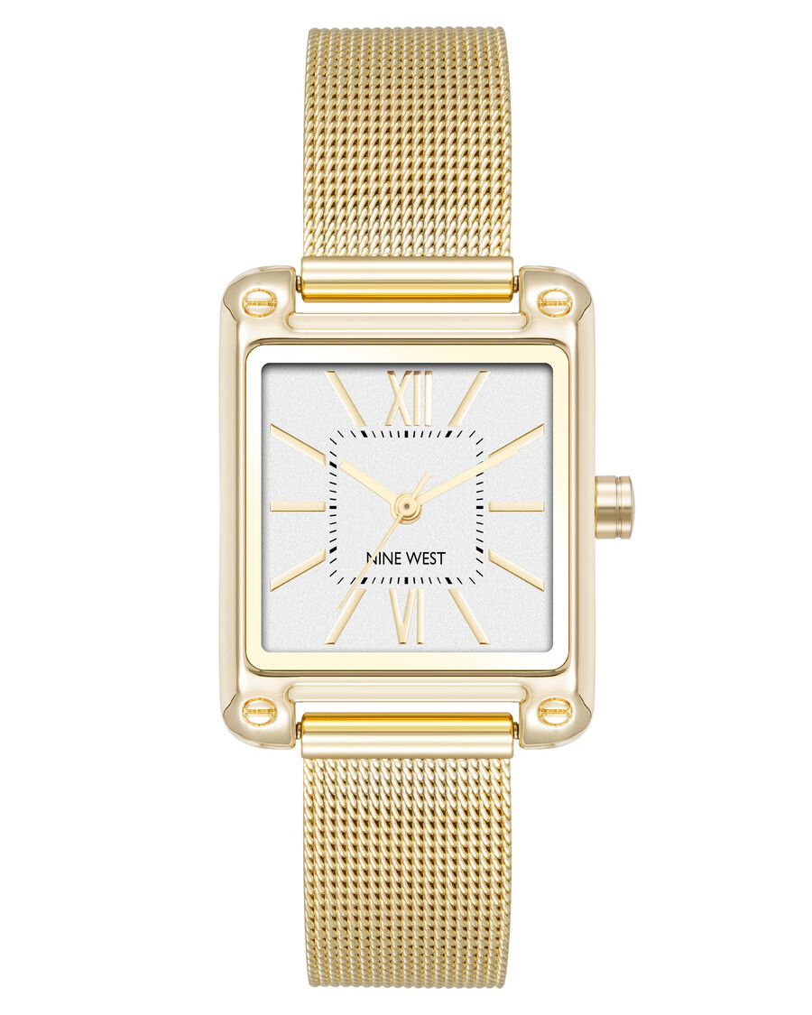 uhr mit mesh-armband und rechteckigem gehäuse