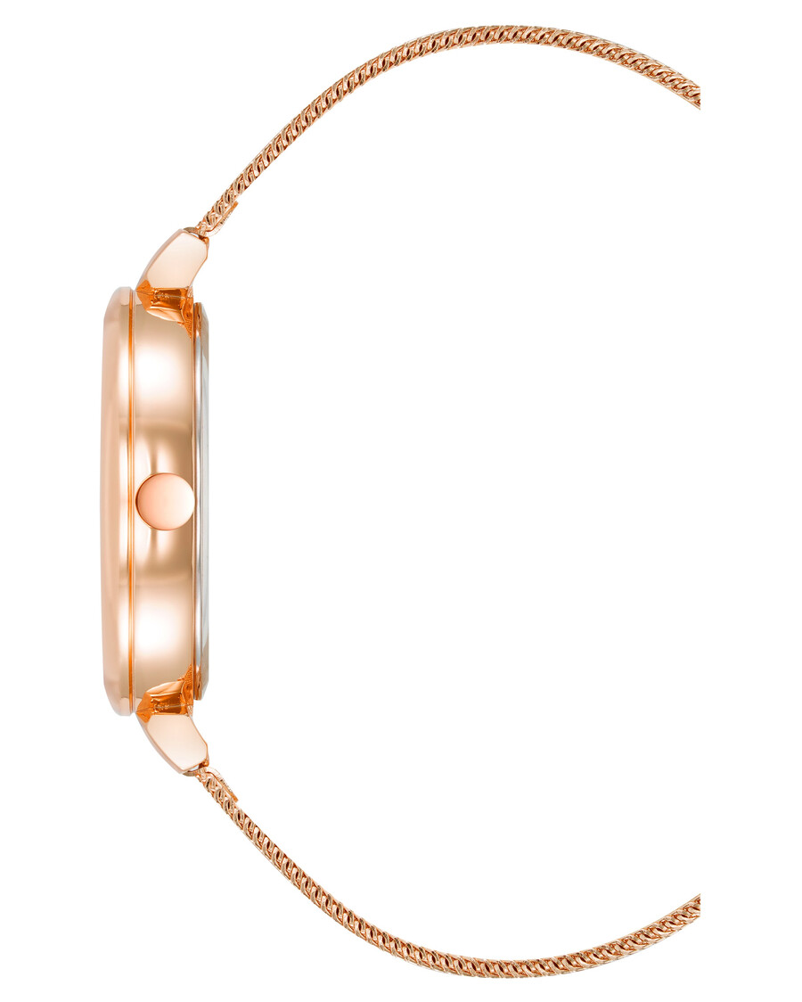 armbanduhr mit mesh-armband und floralem zifferblatt