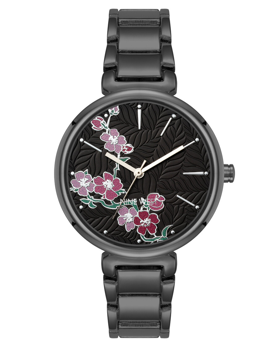 armbanduhr mit strukturiertem floralen zifferblatt