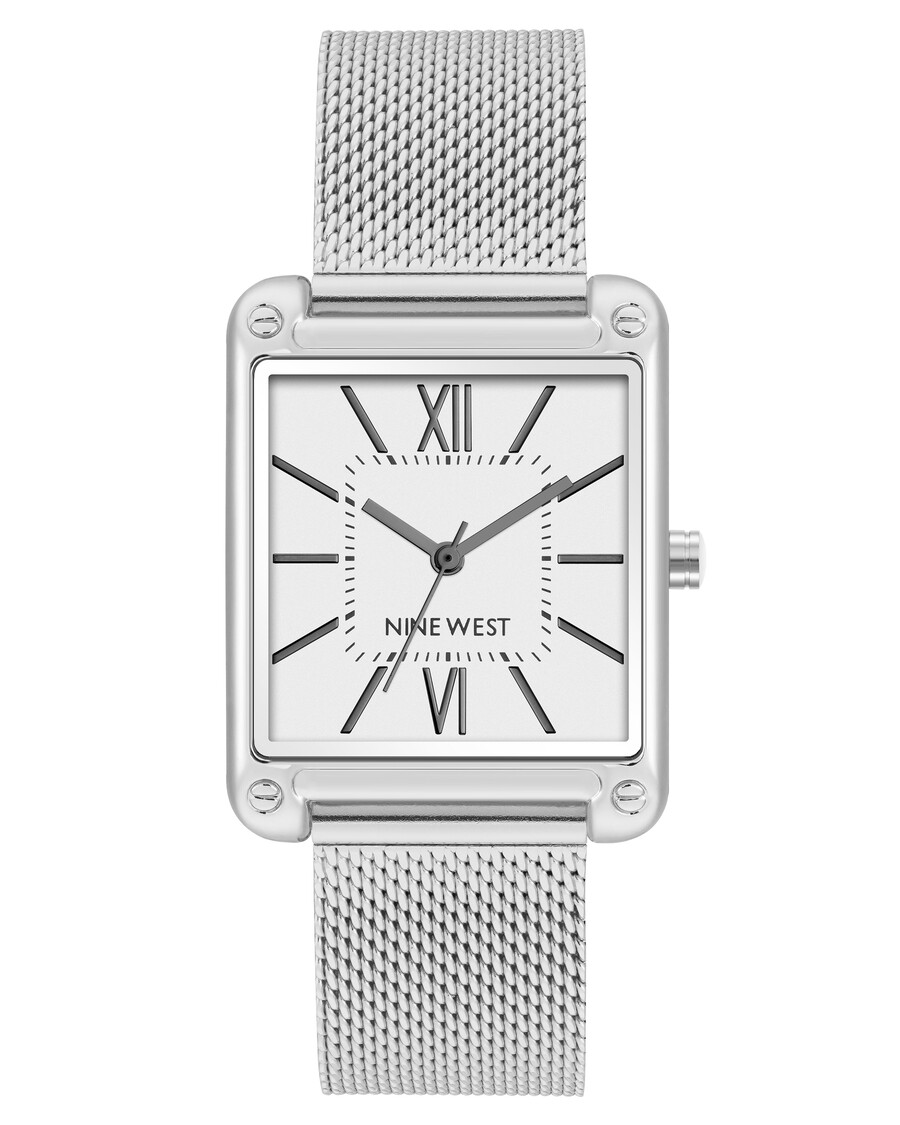uhr mit rechteckigem gehäuse und mesh-armband