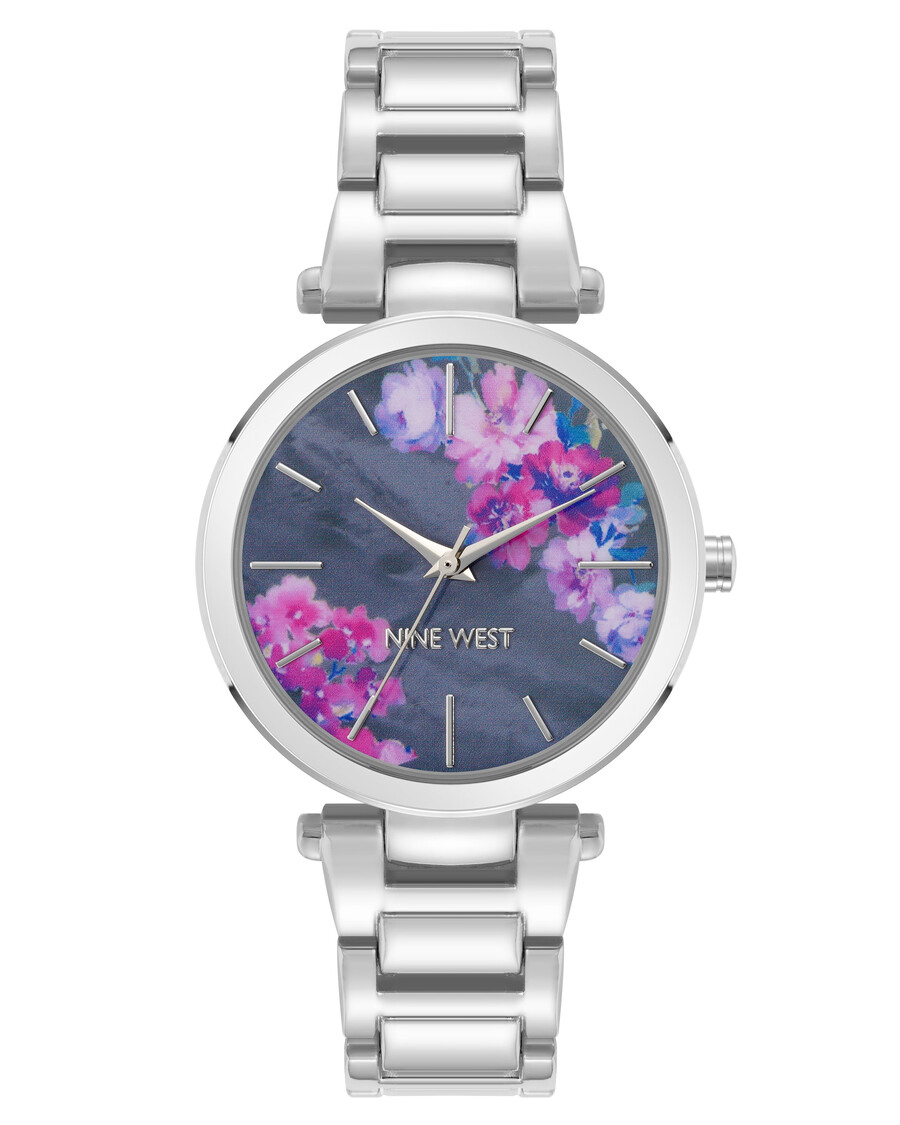 armbanduhr mit rosafarbenem blumenzifferblatt
