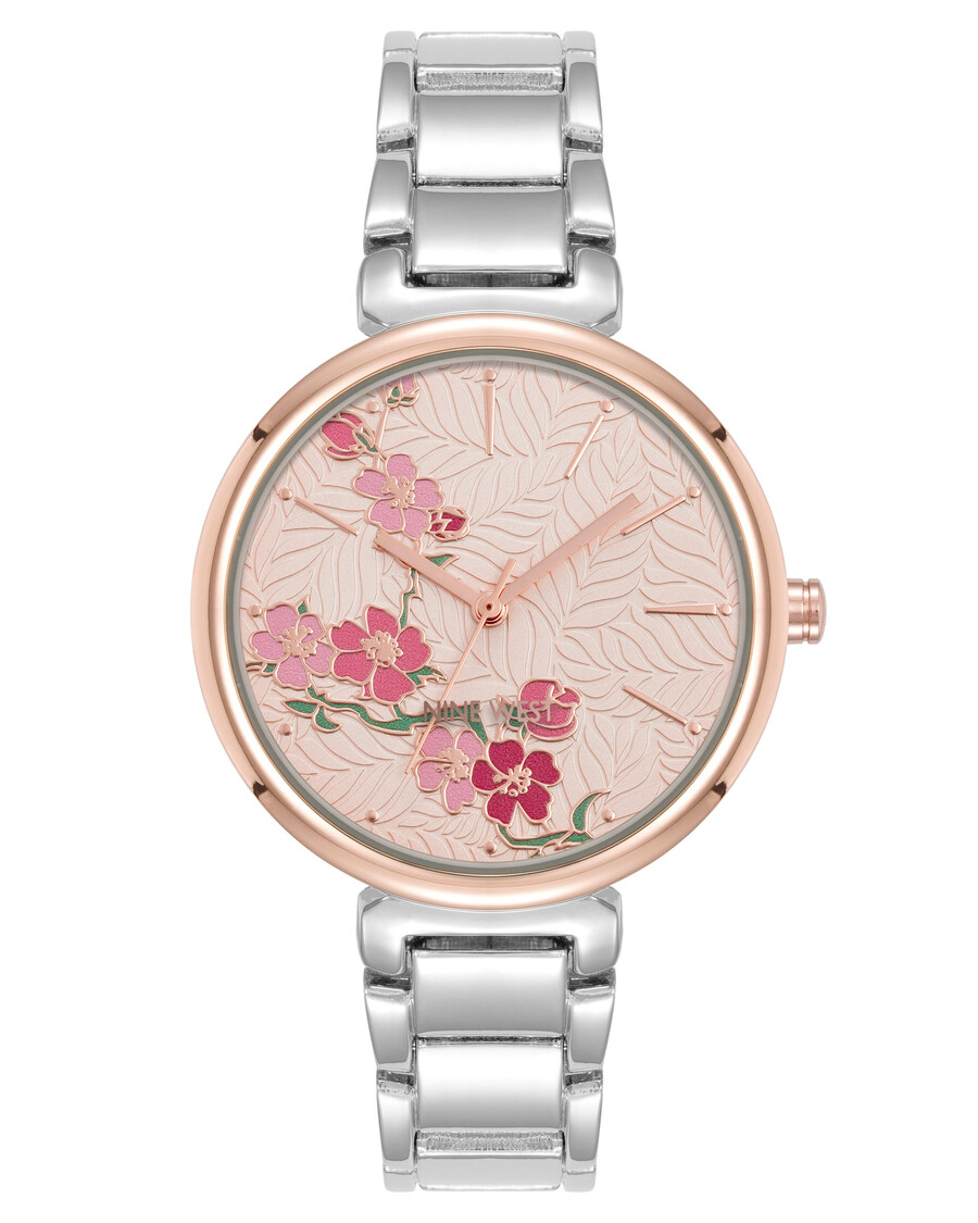 armbanduhr mit strukturiertem floralen zifferblatt