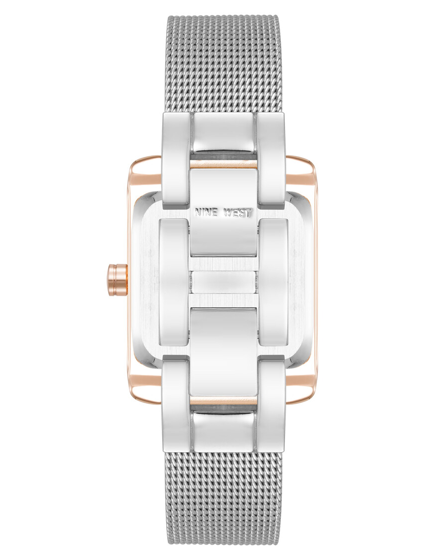 uhr mit mesh-armband und rechteckigem gehäuse