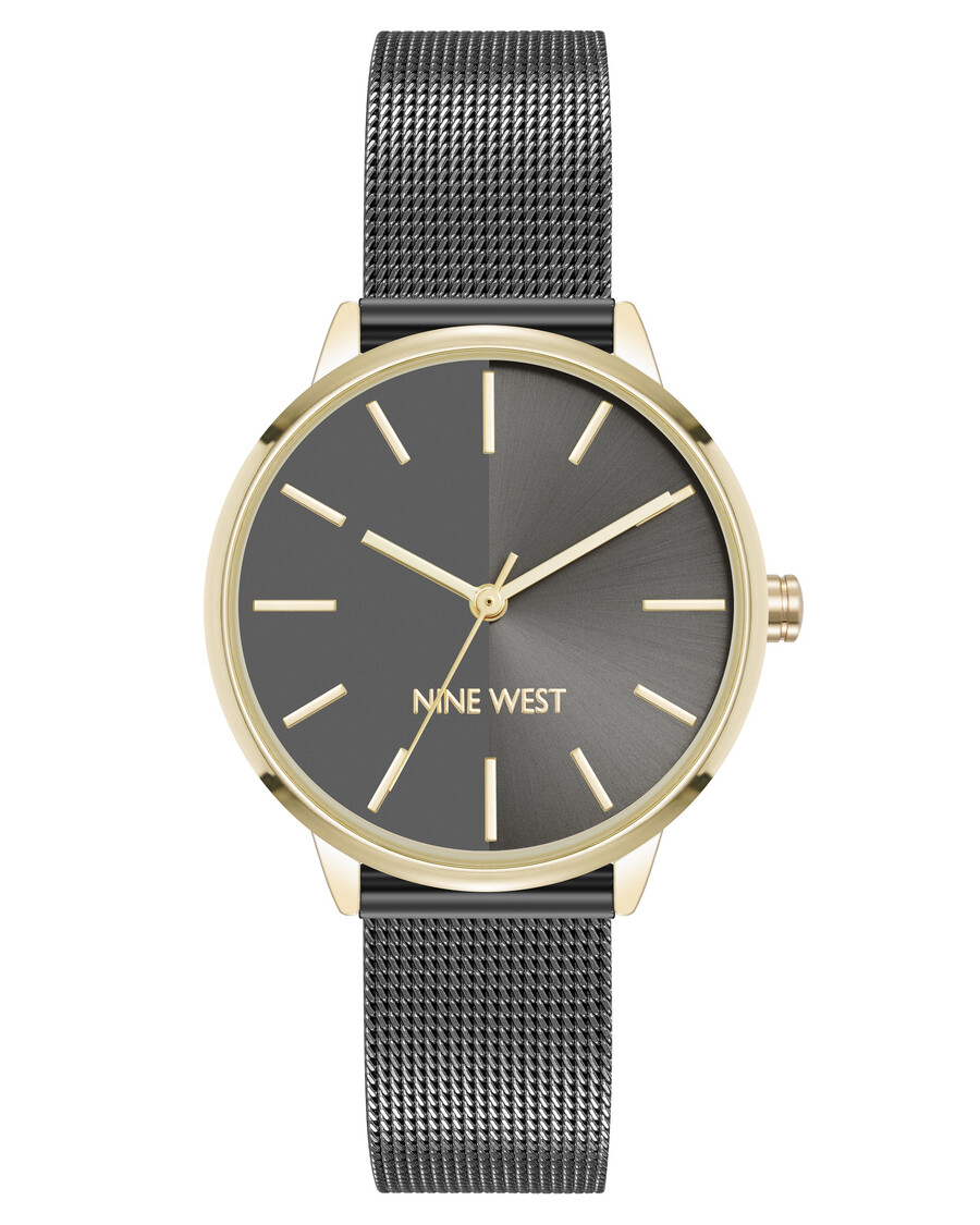 uhr mit rundem gehäuse und mesh-armband
