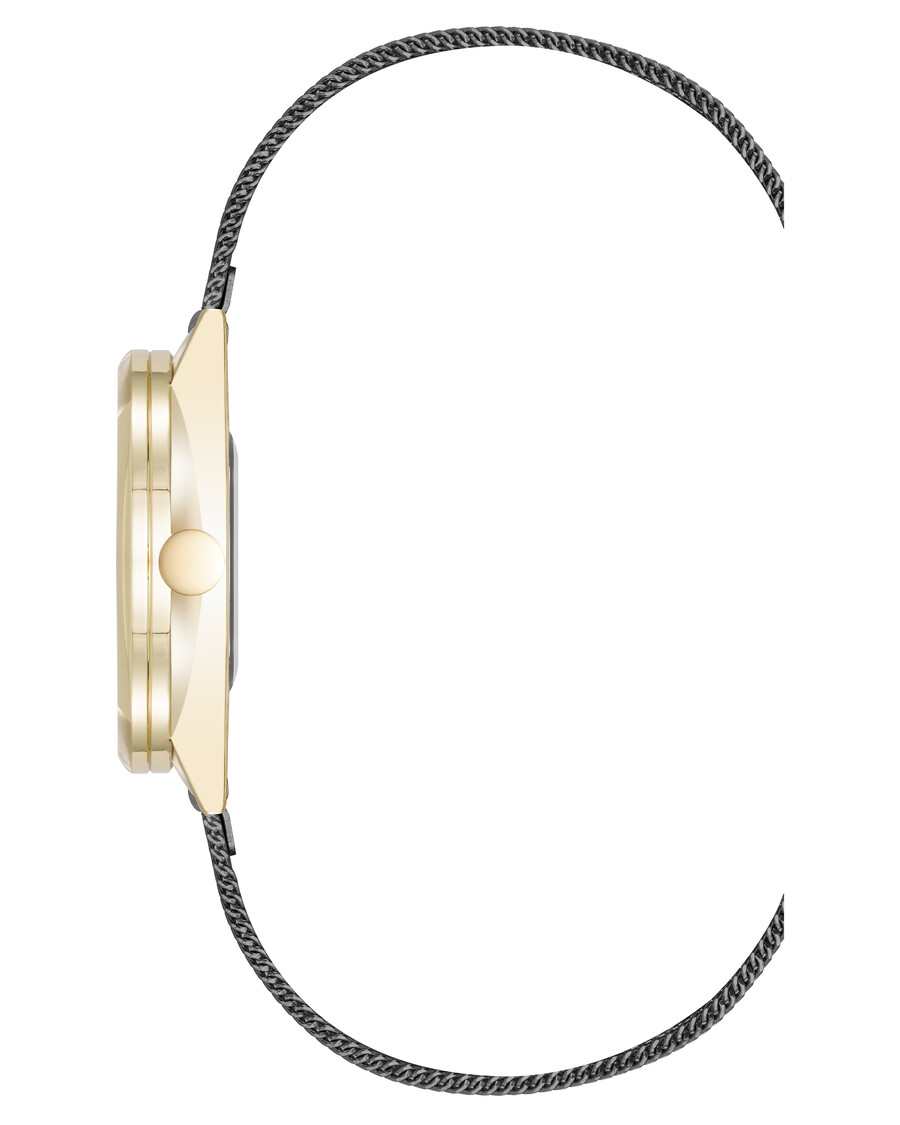 uhr mit rundem gehäuse und mesh-armband