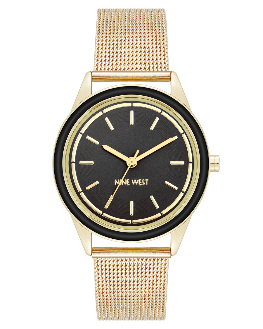 uhr mit mesh-armband und farbiger lünette