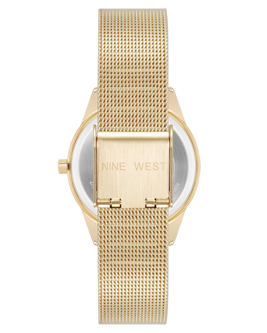 uhr mit mesh-armband und farbiger lünette