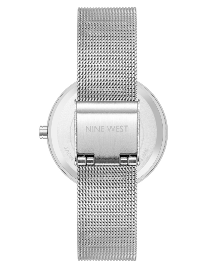 armbanduhr mit mesh-armband und floralem zifferblatt
