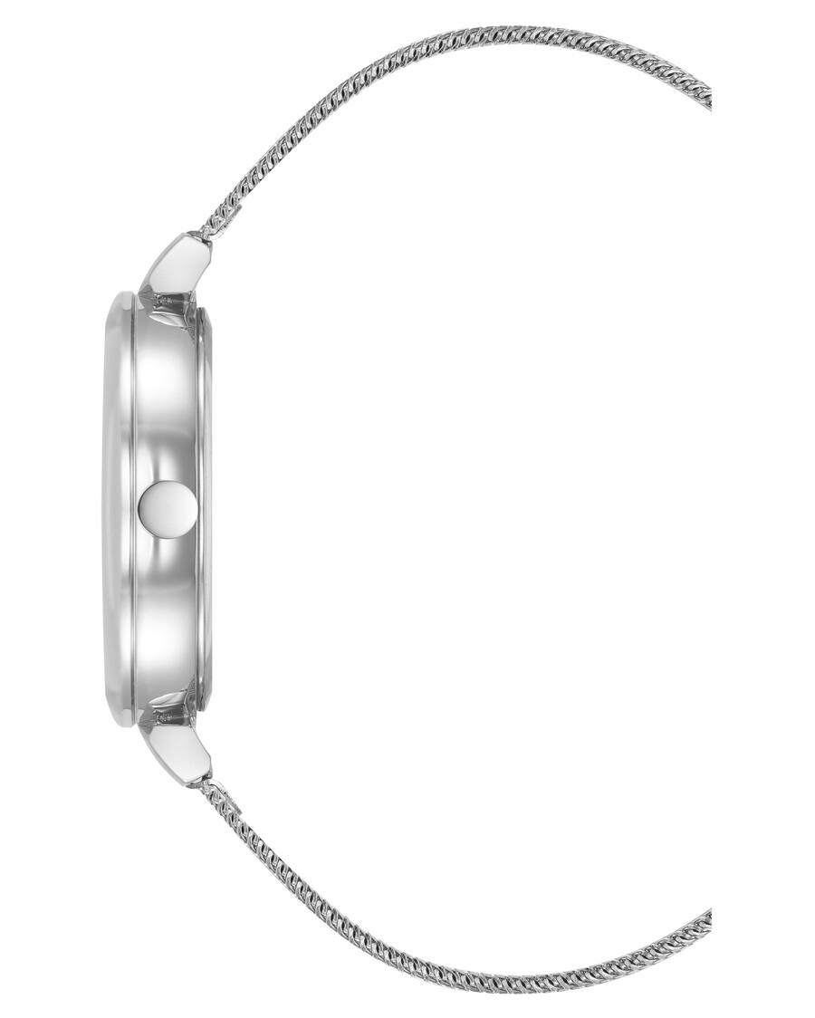armbanduhr mit mesh-armband und floralem zifferblatt