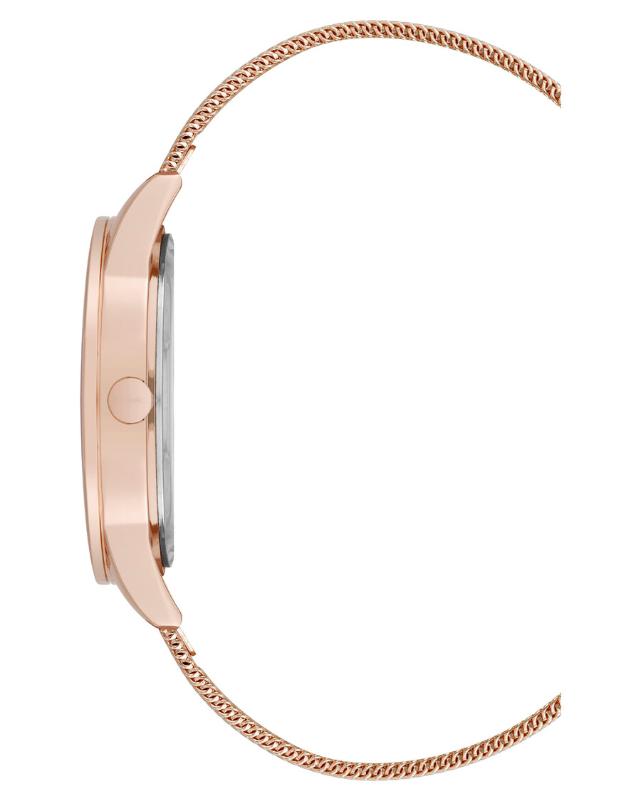 uhr mit mesh-armband und farbiger lünette