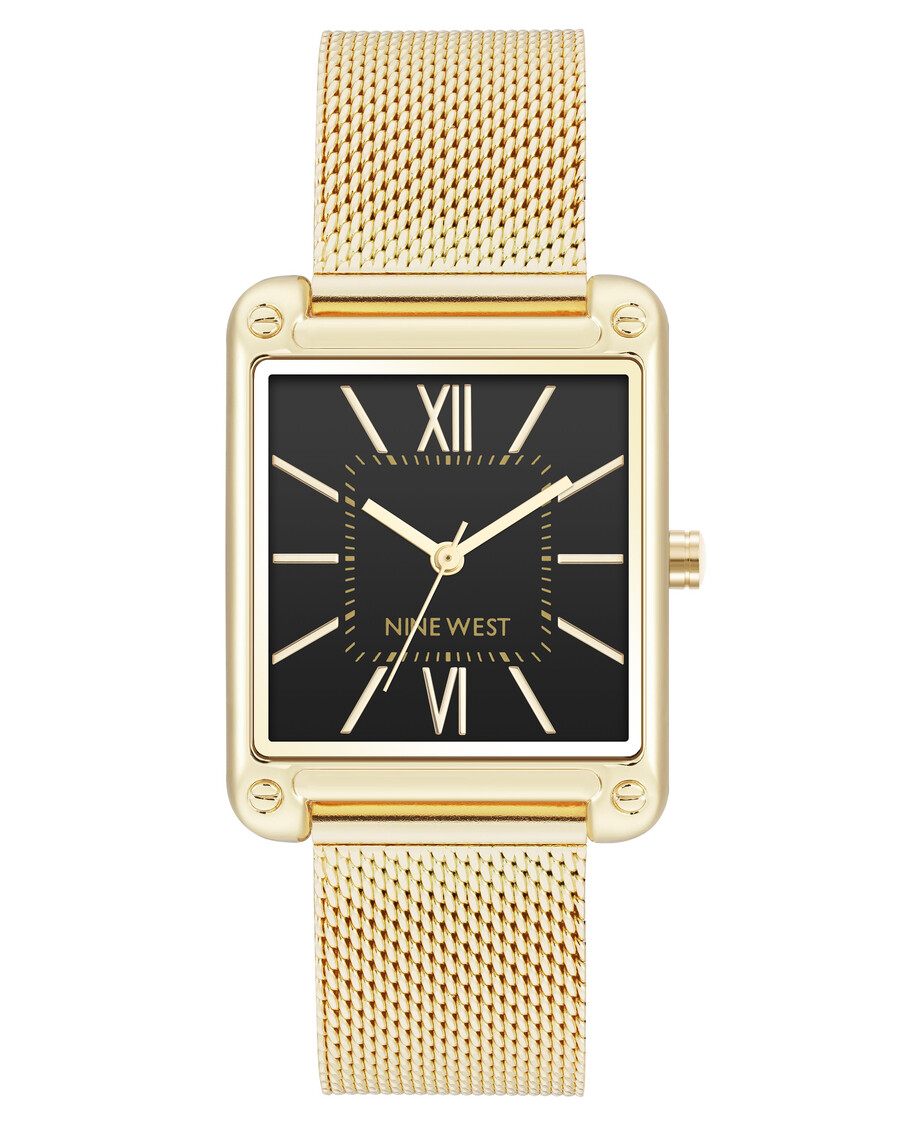 uhr mit rechteckigem gehäuse und mesh-armband