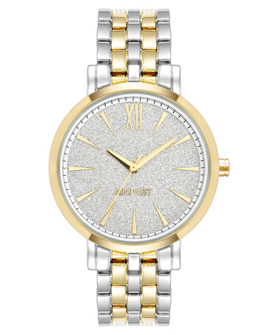 armbanduhr mit zifferblatt mit glitzerakzent