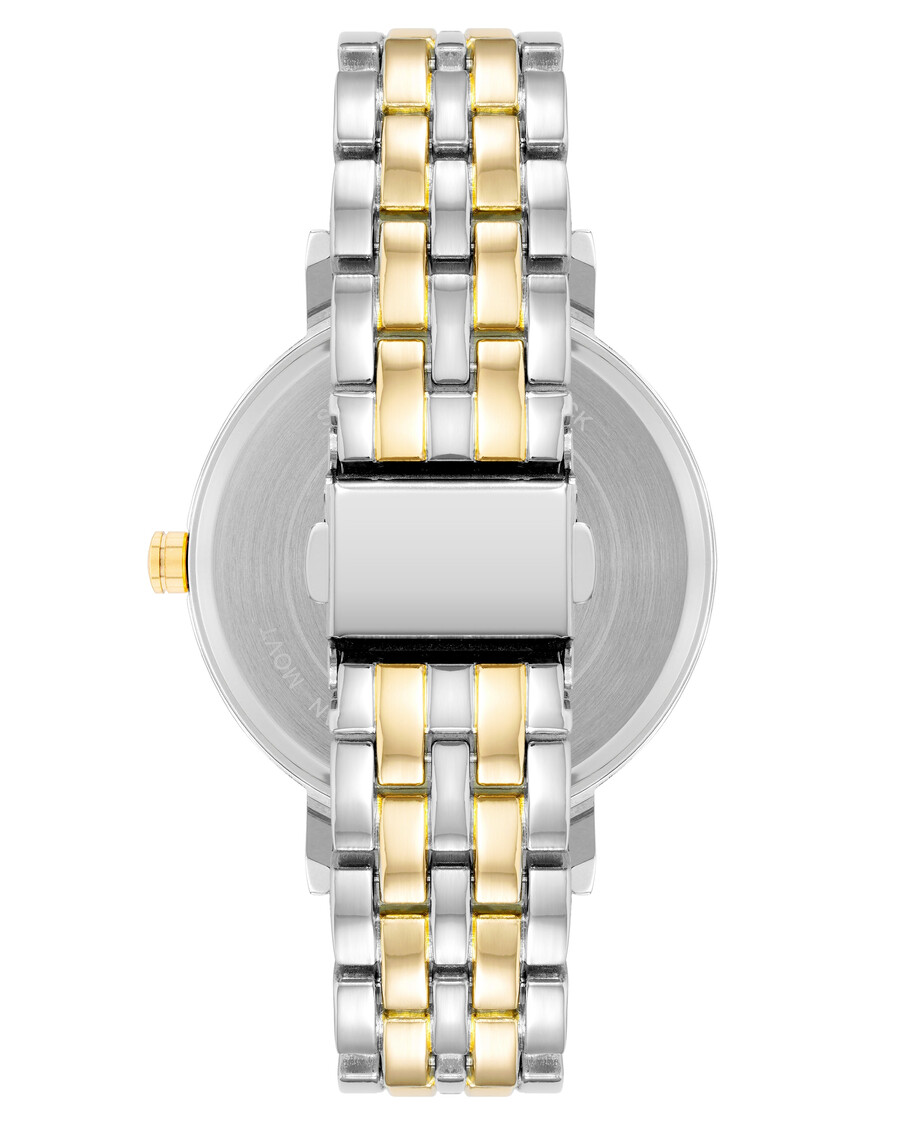 armbanduhr mit zifferblatt mit glitzerakzent