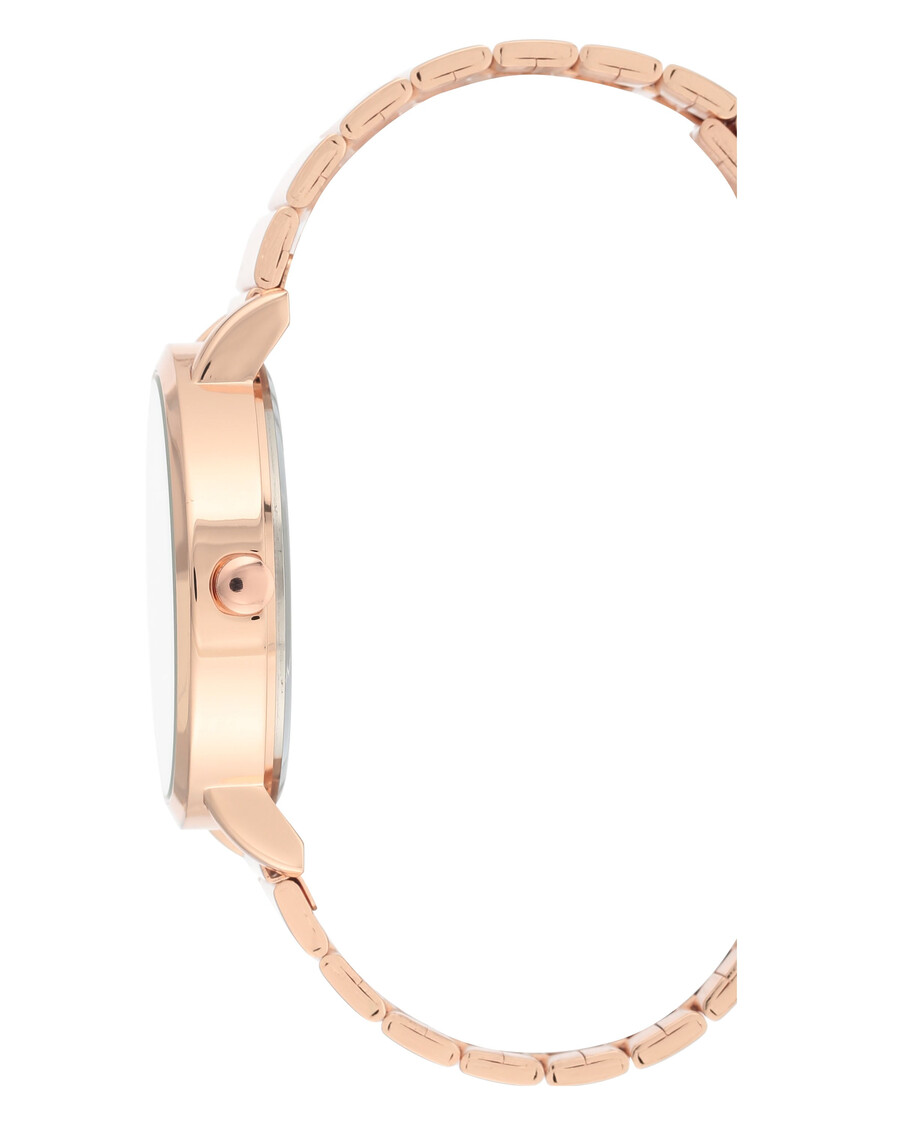 armbanduhr aus edelstahl mit kristallverzierung